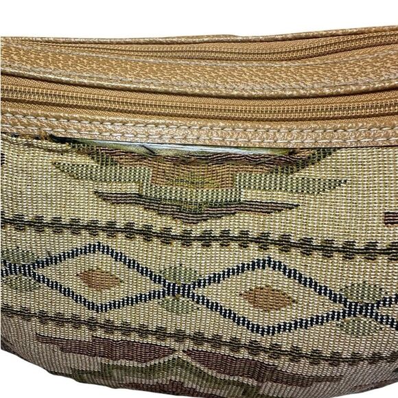 Vintage 90s Tan Aztec Southwestern Tribal Tapestry Purse Crossbody Bag - Picture 7 of 16